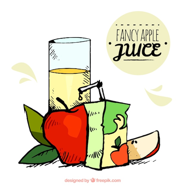 Бесплатное векторное изображение Нарисованный от руки яблочный сок