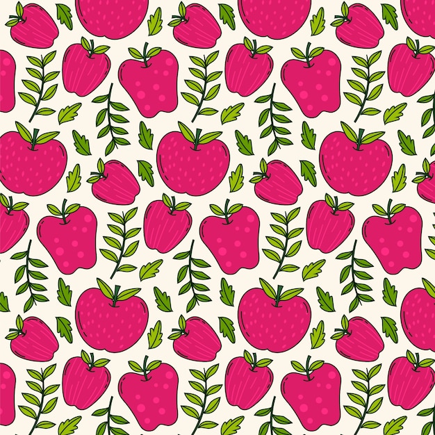 Free vector hand drawn apple pattern background