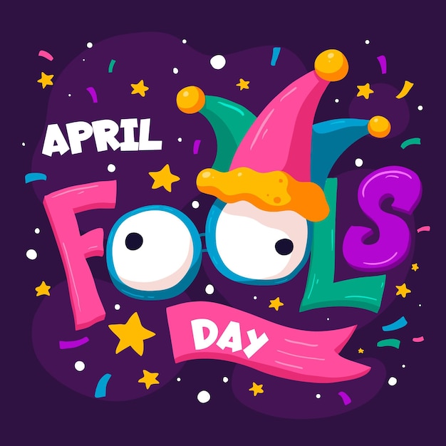 Hand drawn april fools' day illustration