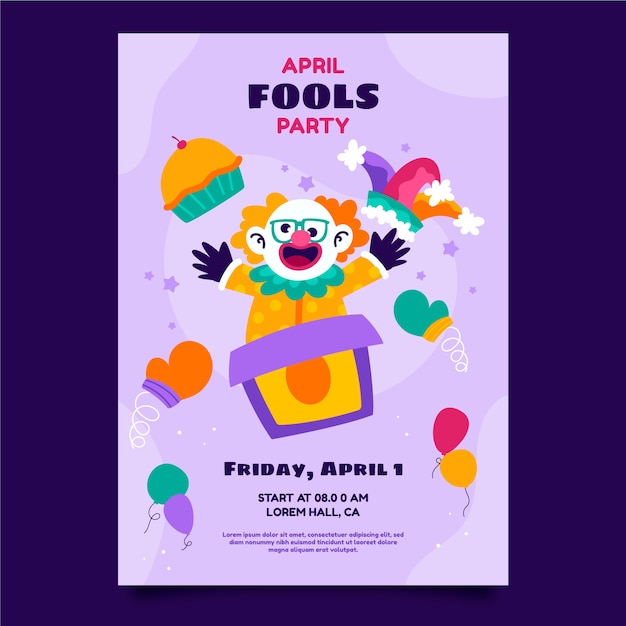 Free vector hand drawn april fools day vertical poster template