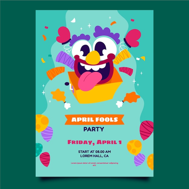 Hand drawn april fools day vertical poster template