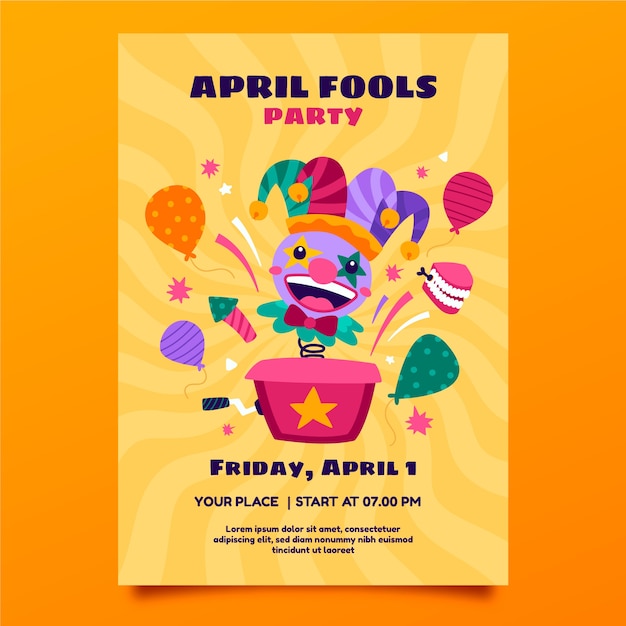 Free vector hand drawn april fools day vertical poster template