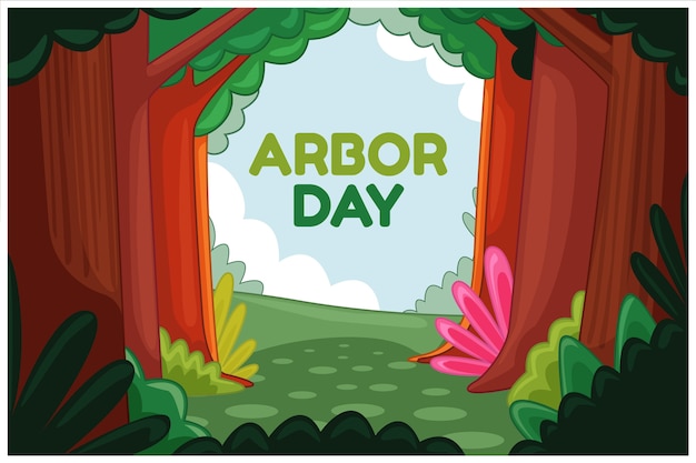 Free vector hand drawn arbor day background