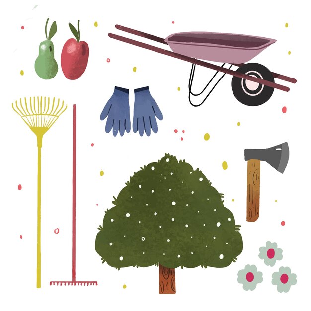 Hand drawn arbor day elements collection