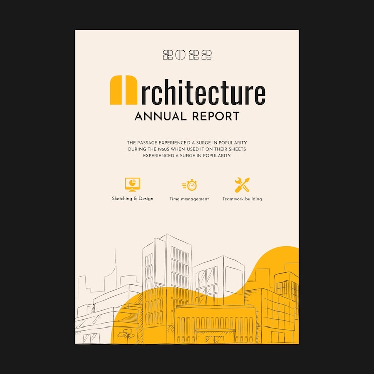 Free Vector hand drawn architect annual report template