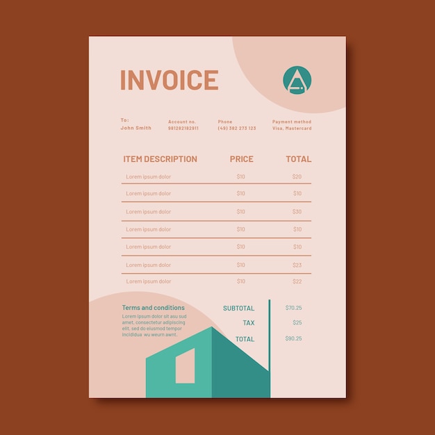 Free vector hand drawn architect invoice template