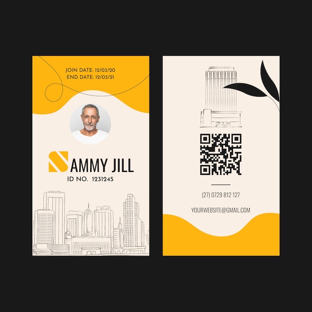 Hand drawn architect template id card