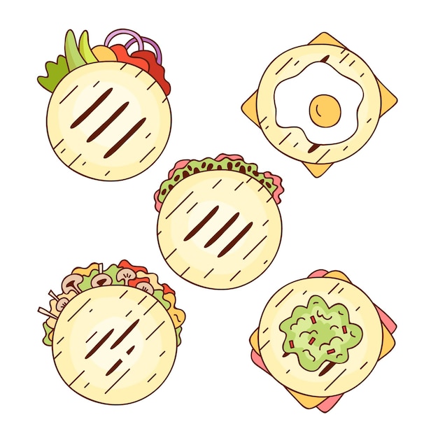 Free vector hand drawn arepas collection