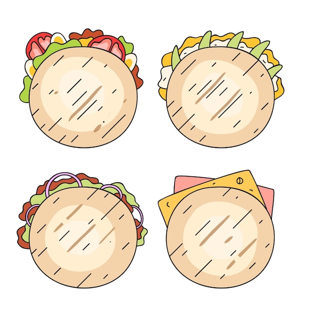 Free vector hand drawn arepas collection