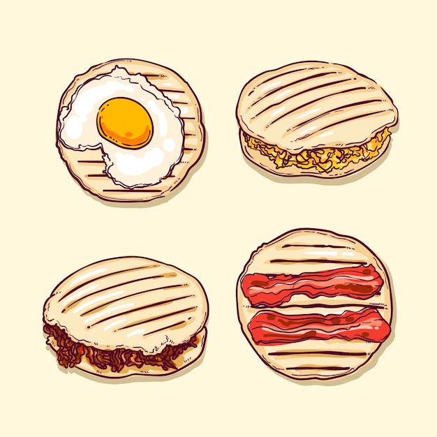 Free vector hand drawn arepas collection