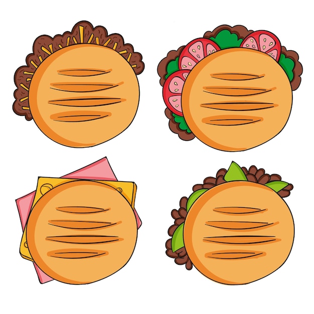 Insieme dell'illustrazione di arepas disegnato a mano