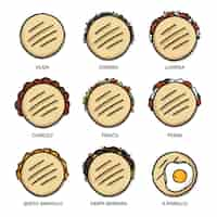 Free vector hand drawn arepas pack