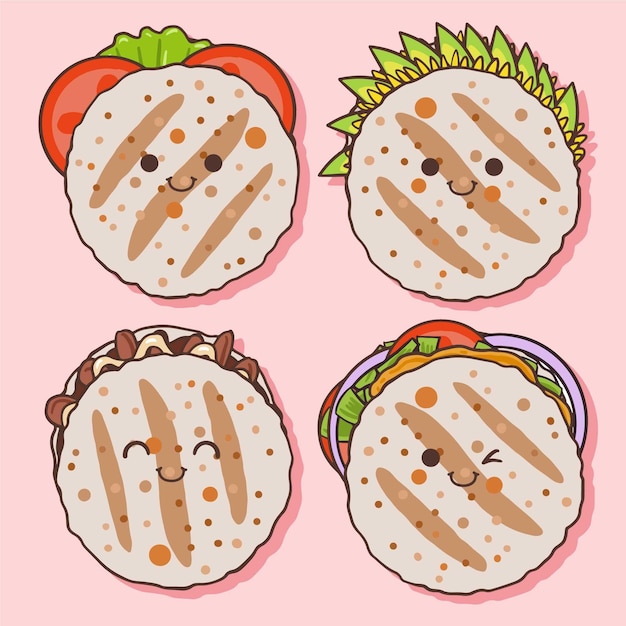 Vettore gratuito set di arepas disegnati a mano