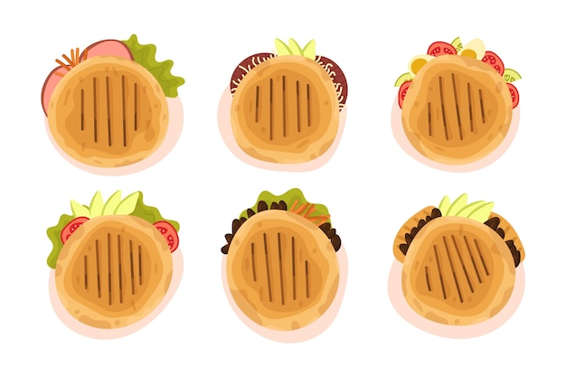 Free vector hand drawn arepas top view