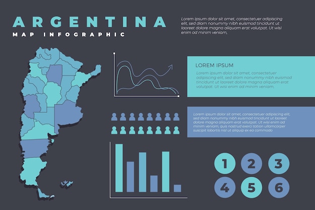 Нарисованная рукой инфографика карты аргентины