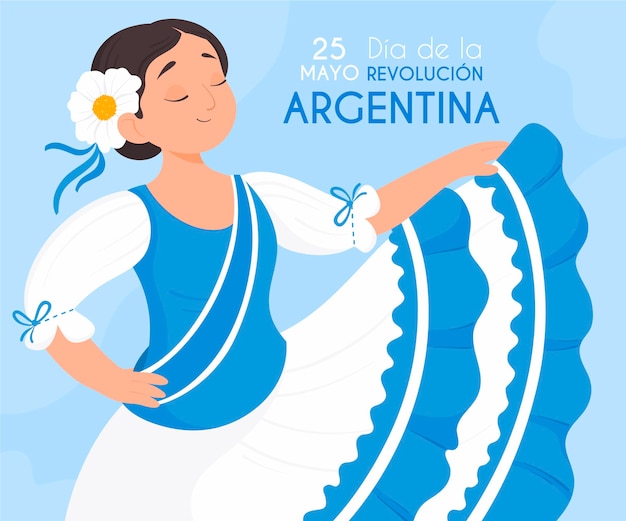 Vettore gratuito illustrazione disegnata a mano argentino dia de la revolucion de mayo
