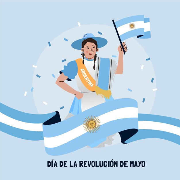 Hand drawn argentinian dia de la revolucion de mayo illustration