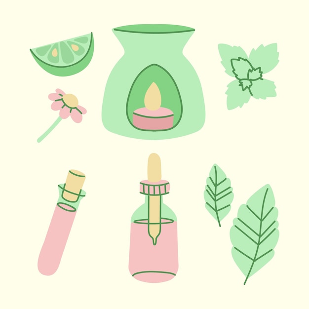 Free vector hand drawn aromatherapy element collection