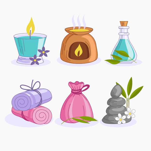 Free vector hand drawn aromatherapy element collection