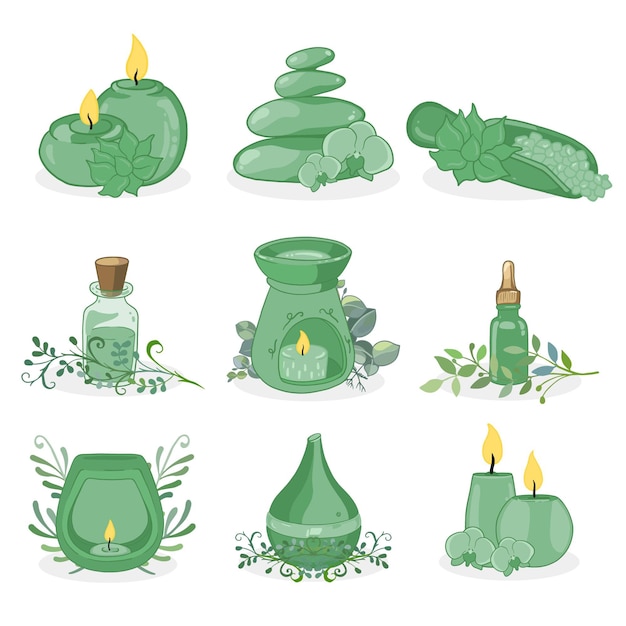 Free vector hand drawn aromatherapy element collection