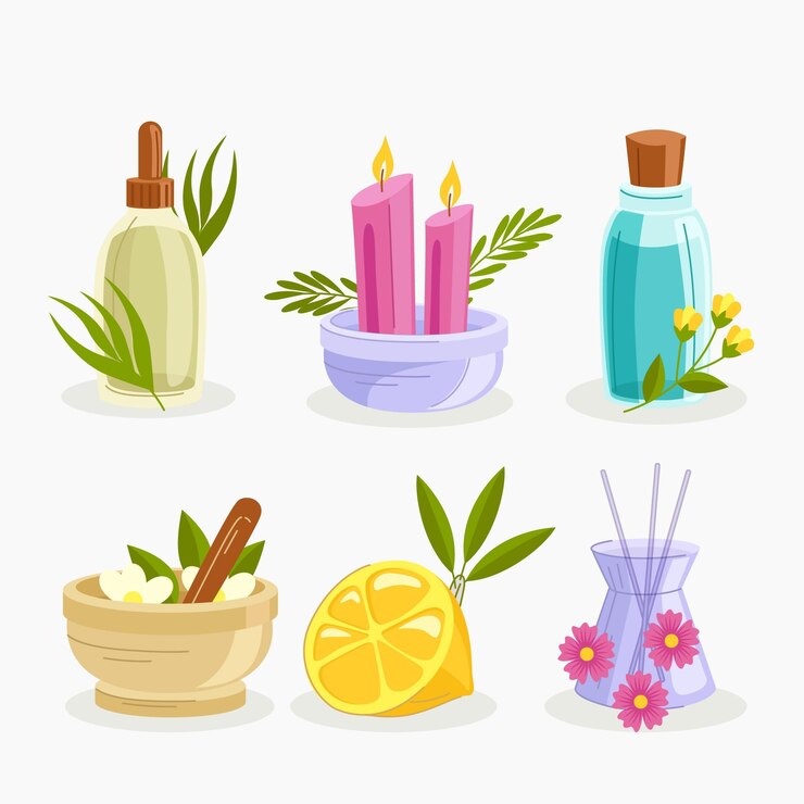 Free Vector hand drawn aromatherapy element set