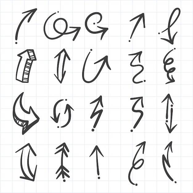 Бесплатное векторное изображение Коллекция рисованной стрелки