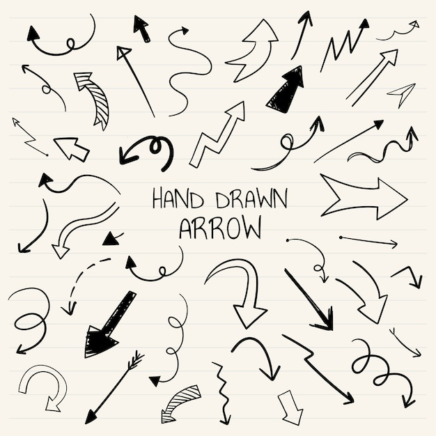 Hand drawn arrow illustration collection Free Vector