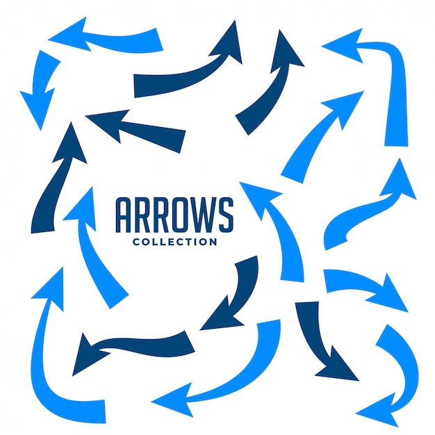 Free vector hand drawn arrows collction in blue color