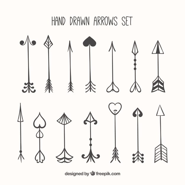 Hand drawn arrows set