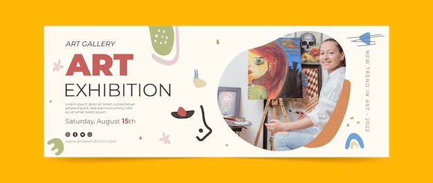 Free vector hand drawn art exhibition event social media cover template