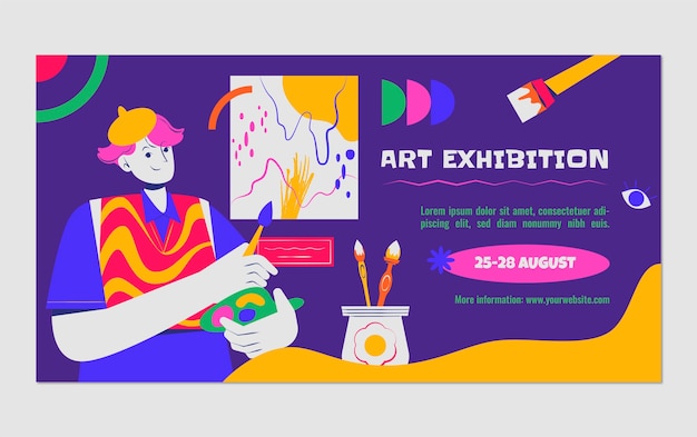 Free vector hand drawn art exhibition facebook template