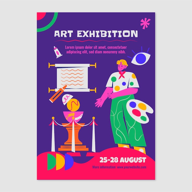 Hand Drawn Art Exhibition Poster – Free Vector Download