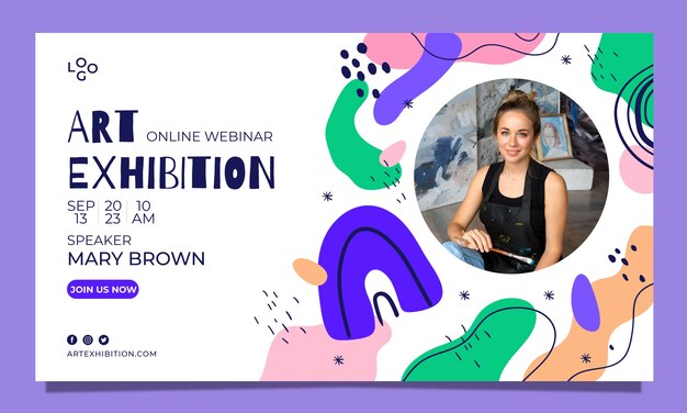 Free vector hand drawn art exhibition webinar