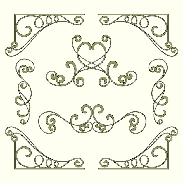 Free vector hand drawn art nouveau borders ornament collection