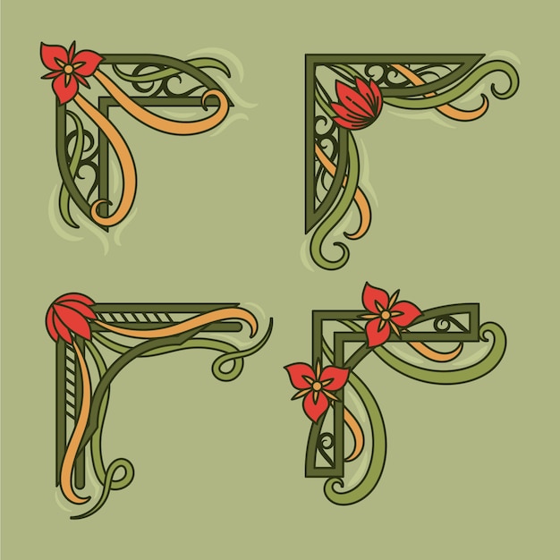 Hand drawn art nouveau borders ornament collection