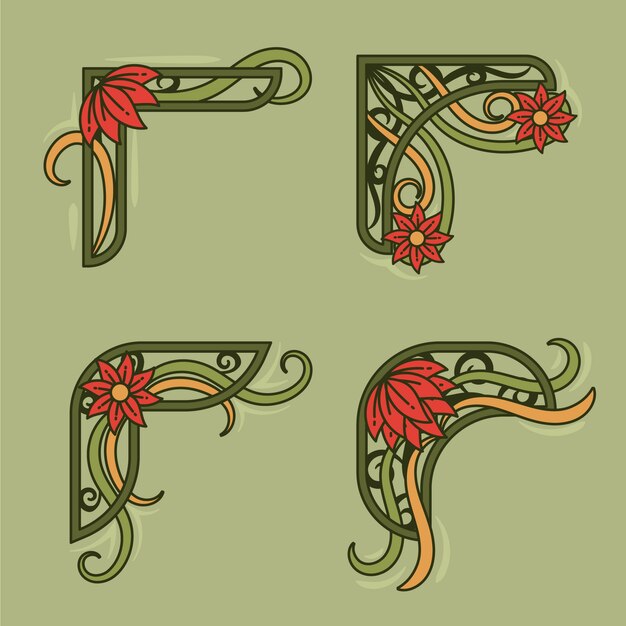 hand drawn art nouveau borders ornament collection