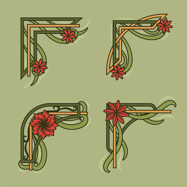 Free vector hand drawn art nouveau borders ornament collection