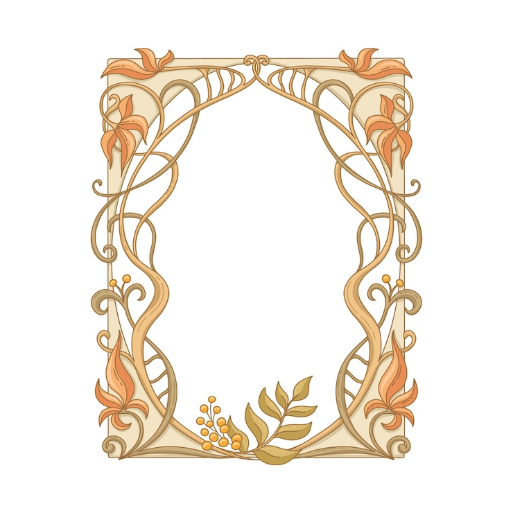 Free Vector hand drawn art nouveau frame and borders ornament collection