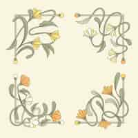 Free vector hand drawn art nouveau frame and borders ornament collection