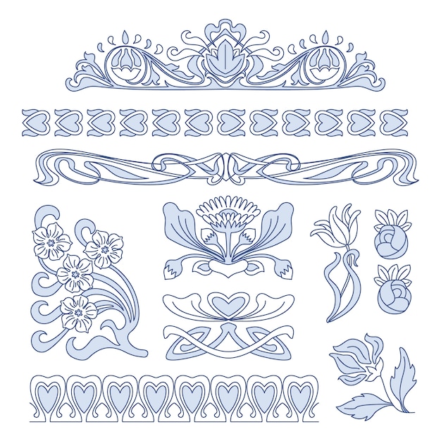 Free vector hand drawn art nouveau frame