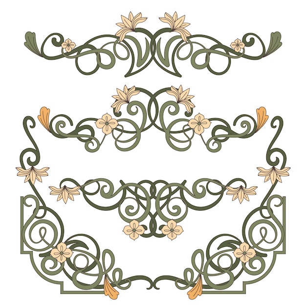 Hand drawn art nouveau ornament collection