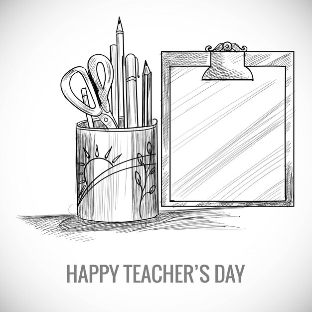 Hand drawn art sketch with world teachers' day composition design