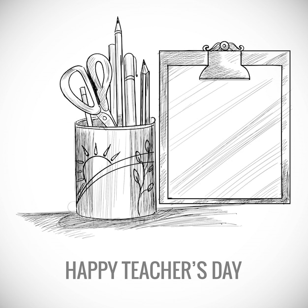 Hand drawn art sketch with world teachers' day composition design