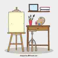 Free vector hand drawn art studio background