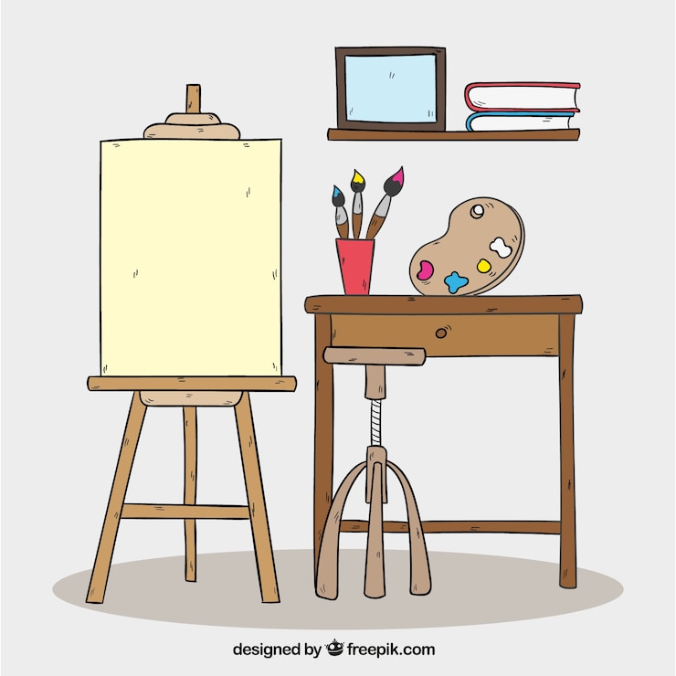 Free Vector hand drawn art studio background 
