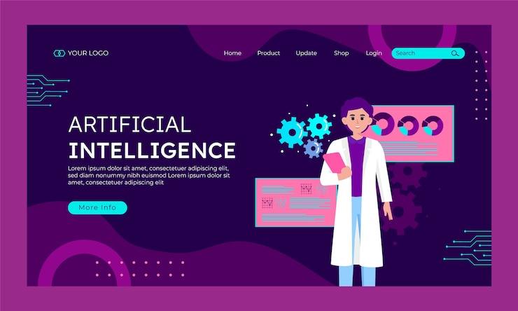 Free Vector hand drawn artificial intelligence landing page