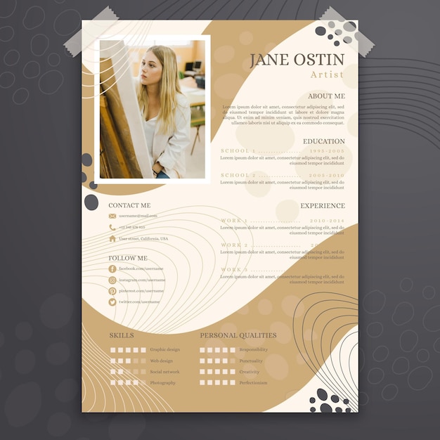 Hand drawn artist cv template