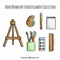 Free vector hand drawn artist tools