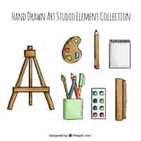 Free vector hand drawn artist tools