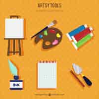 Free vector hand drawn artsy tools